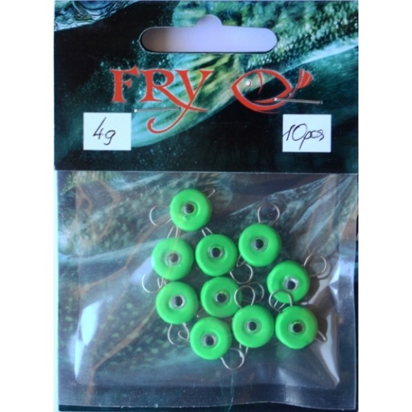 Вантаж вухатий для риболовлі, таблетка (ексцентрик) колір Silvereyes Green Apple, 10шт в уп., вага 4г